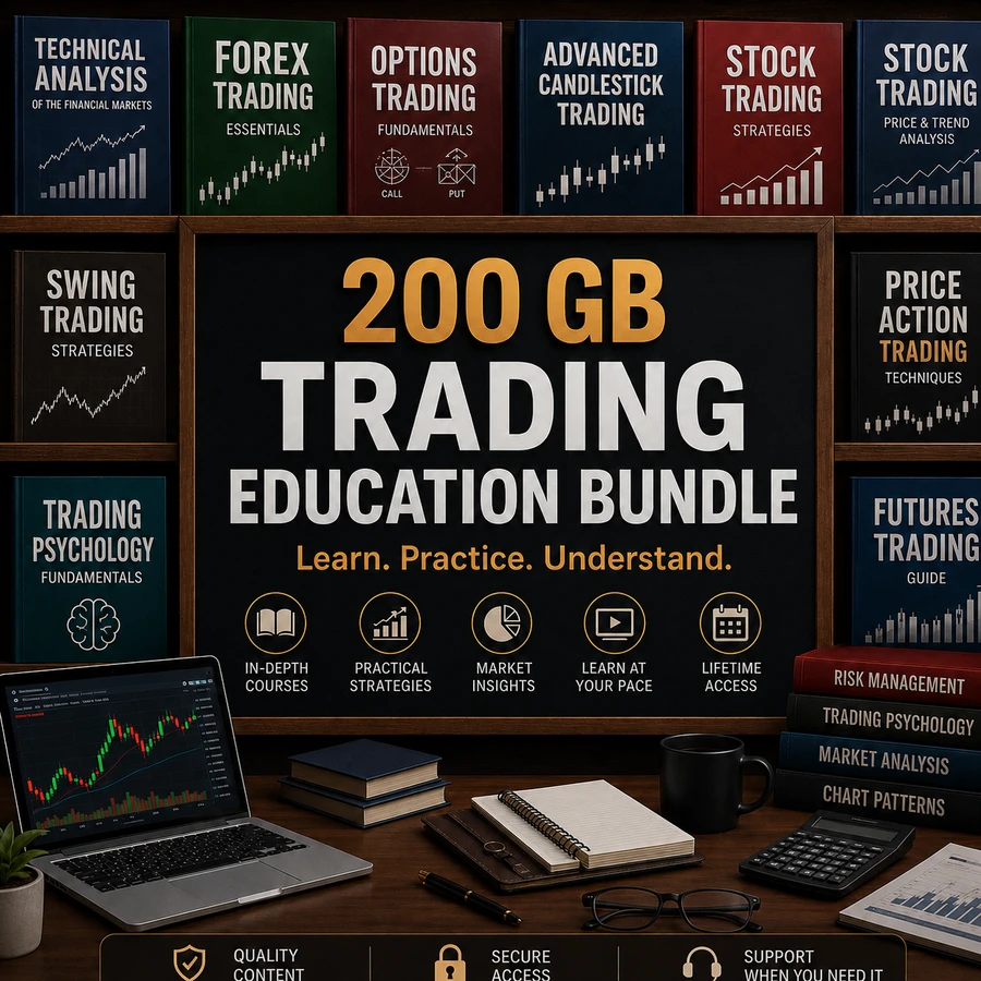 200GB Trading Course Bundle — Forex, Options, Stocks, Crypto, Futures and more